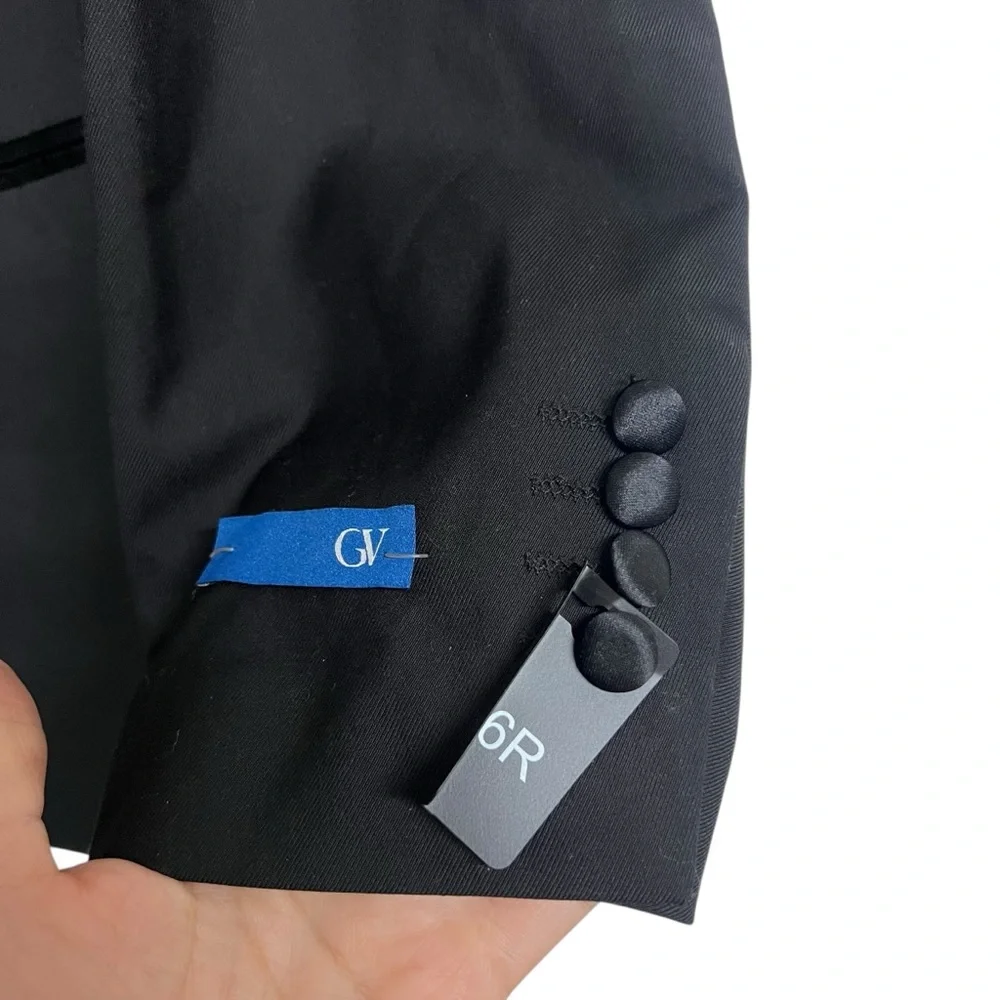 Men's New Gino Vitale Black Slim‎ Fit Tuxedo Blazer Suit Jacket Satin Trim 46R